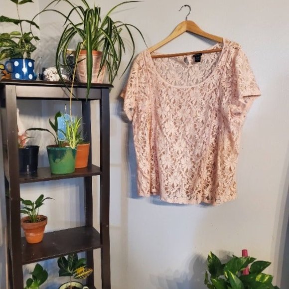torrid Tops - Torrid Pink Lace Short Sleeve Size 2